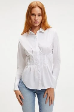 Good American Fashion Store 18 GA-SALE DART WAIST SHIRT | WHITE001 Tops