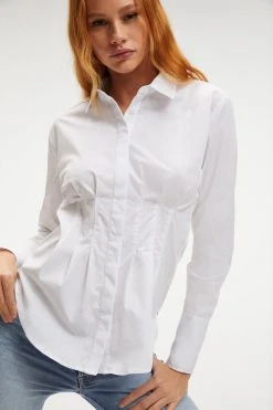 GA-SALE DART WAIST SHIRT | WHITE001 Tops