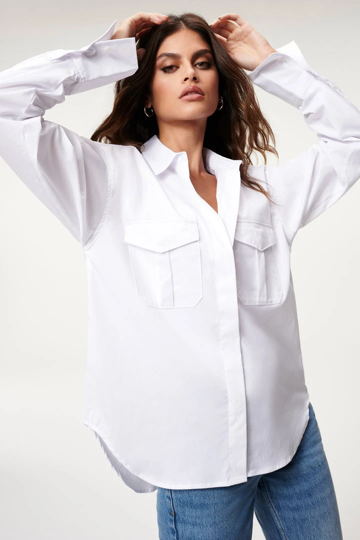 New 🥰 GOOD AMERICAN Tops THE GOOD SHIRT | WHITE001 ⭐ 3 GOOD AMERICAN Tops THE GOOD SHIRT | WHITE001