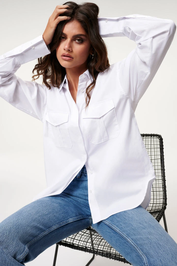 New 🥰 GOOD AMERICAN Tops THE GOOD SHIRT | WHITE001 ⭐ 6 GOOD AMERICAN Tops THE GOOD SHIRT | WHITE001