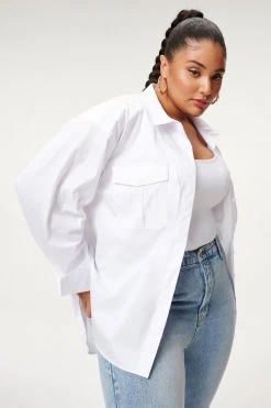 New 🥰 GOOD AMERICAN Tops THE GOOD SHIRT | WHITE001 ⭐ 20 GOOD AMERICAN Tops THE GOOD SHIRT | WHITE001