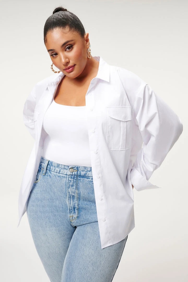 New 🥰 GOOD AMERICAN Tops THE GOOD SHIRT | WHITE001 ⭐ 9 GOOD AMERICAN Tops THE GOOD SHIRT | WHITE001