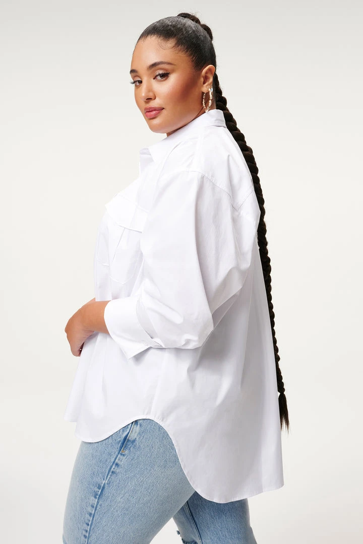 New 🥰 GOOD AMERICAN Tops THE GOOD SHIRT | WHITE001 ⭐ 10 GOOD AMERICAN Tops THE GOOD SHIRT | WHITE001