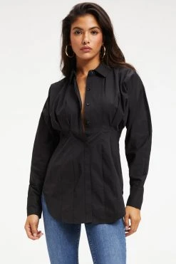 Buy 👏 GOOD AMERICAN DART POPLIN SHIRT | BLACK001 ✨ 14 GOOD AMERICAN DART POPLIN SHIRT | BLACK001