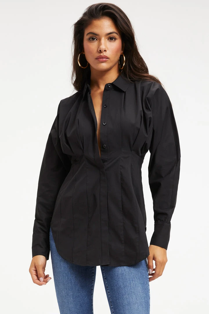 Buy 👏 GOOD AMERICAN DART POPLIN SHIRT | BLACK001 ✨ 3 GOOD AMERICAN DART POPLIN SHIRT | BLACK001