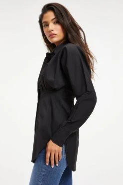 Buy 👏 GOOD AMERICAN DART POPLIN SHIRT | BLACK001 ✨ 17 GOOD AMERICAN DART POPLIN SHIRT | BLACK001