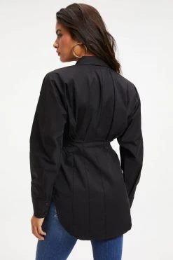 Buy 👏 GOOD AMERICAN DART POPLIN SHIRT | BLACK001 ✨ 19 GOOD AMERICAN DART POPLIN SHIRT | BLACK001