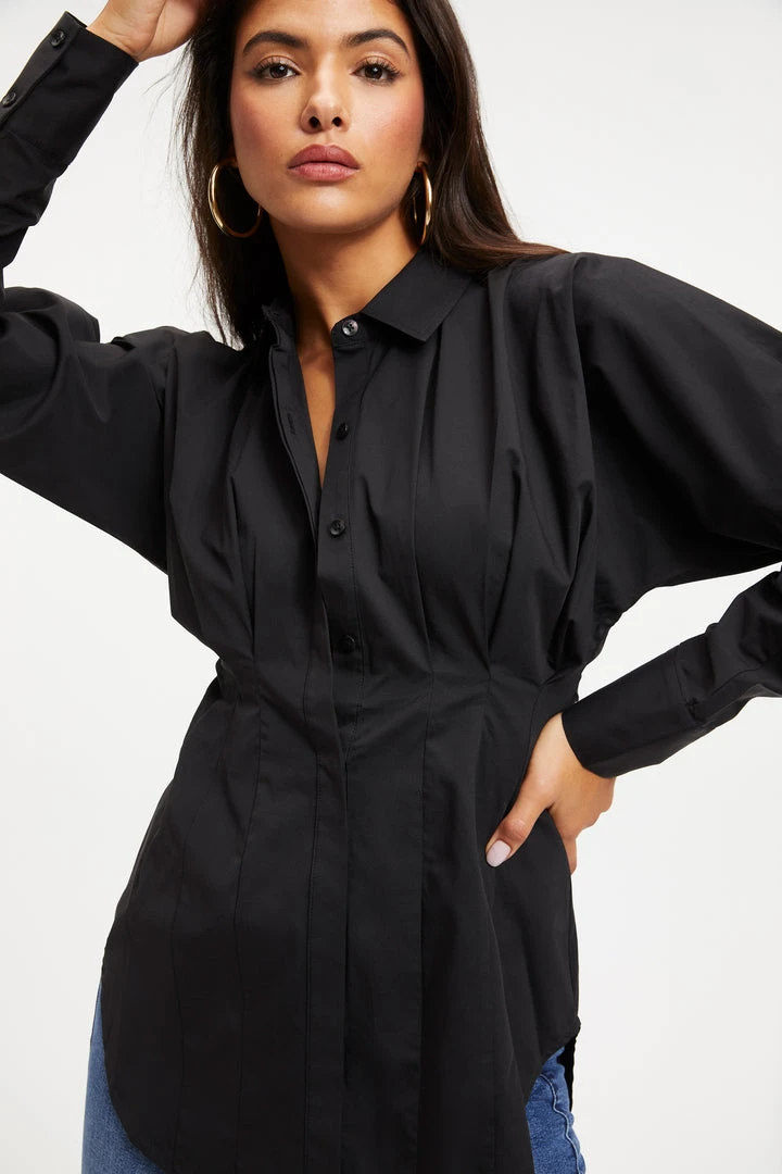 Buy 👏 GOOD AMERICAN DART POPLIN SHIRT | BLACK001 ✨ 4 GOOD AMERICAN DART POPLIN SHIRT | BLACK001