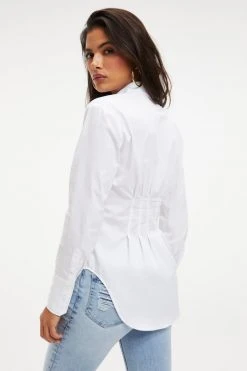 GOOD AMERICAN DART POPLIN SHIRT | WHITE001 Tops