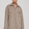 GA-SALE Jackets OVERSIZE WOOL SHACKET | HEATHERED SEPIA002