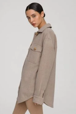 GA-SALE Jackets OVERSIZE WOOL SHACKET | HEATHERED SEPIA002