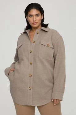 GA-SALE Jackets OVERSIZE WOOL SHACKET | HEATHERED SEPIA002