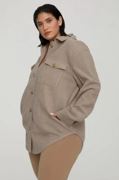 GA-SALE Jackets OVERSIZE WOOL SHACKET | HEATHERED SEPIA002