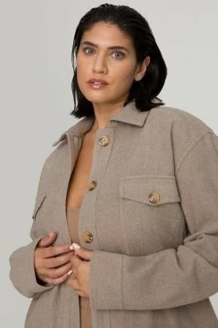 GA-SALE Jackets OVERSIZE WOOL SHACKET | HEATHERED SEPIA002