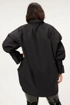 GOOD AMERICAN TABBED POPLIN SHIRT | BLACK001