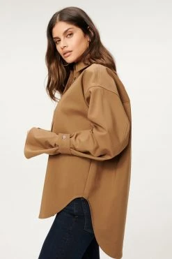 GA-SALE TABBED POPLIN SHIRT | SEPIA001