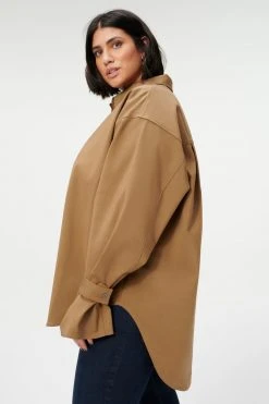 GA-SALE TABBED POPLIN SHIRT | SEPIA001