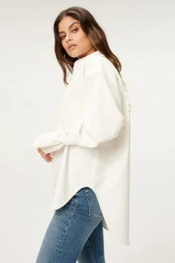 GOOD AMERICAN TABBED POPLIN SHIRT | WHITE001