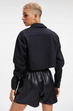 GOOD AMERICAN THE GOOD SHIRT CROPPED | BLACK001