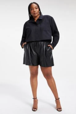 GOOD AMERICAN THE GOOD SHIRT CROPPED | BLACK001