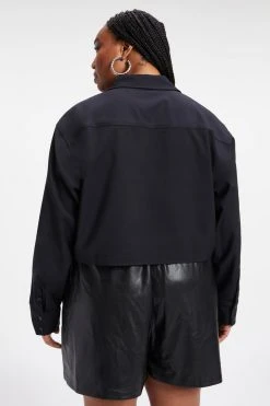 GOOD AMERICAN THE GOOD SHIRT CROPPED | BLACK001