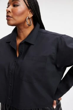 GOOD AMERICAN THE GOOD SHIRT CROPPED | BLACK001