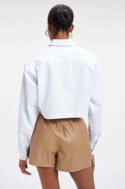 GOOD AMERICAN THE GOOD SHIRT CROPPED | WHITE001