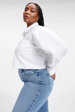 GOOD AMERICAN THE GOOD SHIRT CROPPED | WHITE001