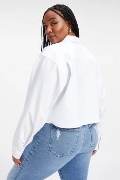 GOOD AMERICAN THE GOOD SHIRT CROPPED | WHITE001