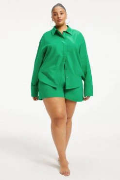 GOOD AMERICAN THE WEEKEND SHIRT | SUMMER GREEN002