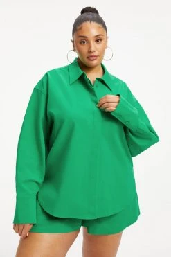 GOOD AMERICAN THE WEEKEND SHIRT | SUMMER GREEN002