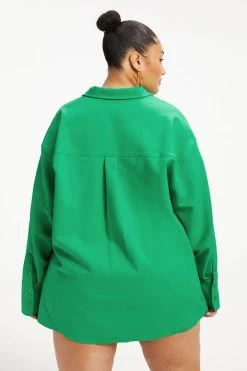 GOOD AMERICAN THE WEEKEND SHIRT | SUMMER GREEN002