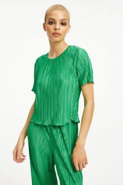 GOOD AMERICAN Tops ALWAYS FITS PLISSÉ TOP | SUMMER GREEN002