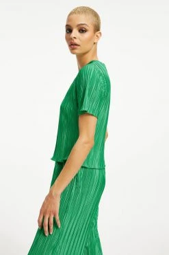 GOOD AMERICAN Tops ALWAYS FITS PLISSÉ TOP | SUMMER GREEN002