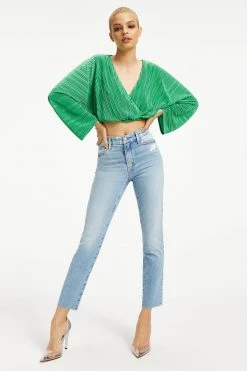 New 👍 GOOD AMERICAN ALWAYS FITS PLISSÉ SCULPTED TOP | SUMMER GREEN002 Tops 🧨 15 GOOD AMERICAN ALWAYS FITS PLISSÉ SCULPTED TOP | SUMMER GREEN002 Tops