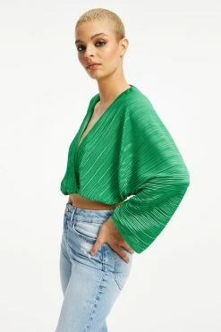 New 👍 GOOD AMERICAN ALWAYS FITS PLISSÉ SCULPTED TOP | SUMMER GREEN002 Tops 🧨 17 GOOD AMERICAN ALWAYS FITS PLISSÉ SCULPTED TOP | SUMMER GREEN002 Tops