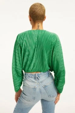 New 👍 GOOD AMERICAN ALWAYS FITS PLISSÉ SCULPTED TOP | SUMMER GREEN002 Tops 🧨 18 GOOD AMERICAN ALWAYS FITS PLISSÉ SCULPTED TOP | SUMMER GREEN002 Tops