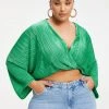 GOOD AMERICAN ALWAYS FITS PLISSÉ SCULPTED TOP | SUMMER GREEN002 Tops