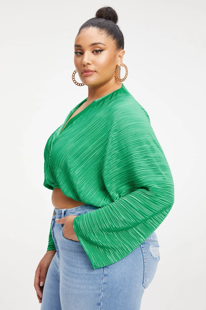 New 👍 GOOD AMERICAN ALWAYS FITS PLISSÉ SCULPTED TOP | SUMMER GREEN002 Tops 🧨 3 GOOD AMERICAN ALWAYS FITS PLISSÉ SCULPTED TOP | SUMMER GREEN002 Tops