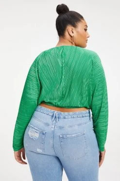 New 👍 GOOD AMERICAN ALWAYS FITS PLISSÉ SCULPTED TOP | SUMMER GREEN002 Tops 🧨 13 GOOD AMERICAN ALWAYS FITS PLISSÉ SCULPTED TOP | SUMMER GREEN002 Tops