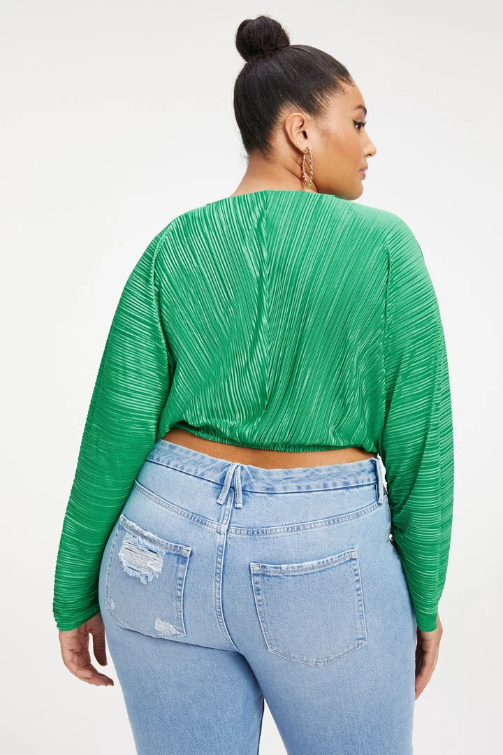 New 👍 GOOD AMERICAN ALWAYS FITS PLISSÉ SCULPTED TOP | SUMMER GREEN002 Tops 🧨 4 GOOD AMERICAN ALWAYS FITS PLISSÉ SCULPTED TOP | SUMMER GREEN002 Tops
