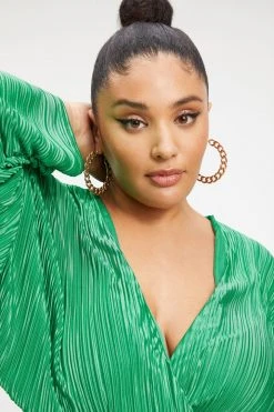 New 👍 GOOD AMERICAN ALWAYS FITS PLISSÉ SCULPTED TOP | SUMMER GREEN002 Tops 🧨 14 GOOD AMERICAN ALWAYS FITS PLISSÉ SCULPTED TOP | SUMMER GREEN002 Tops