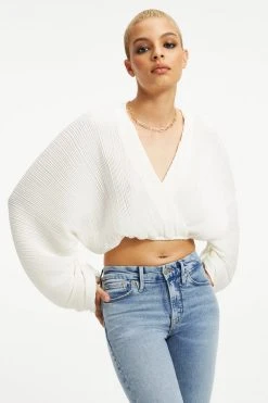 GOOD AMERICAN ALWAYS FITS PLISSÉ SCULPTED TOP | IVORY001