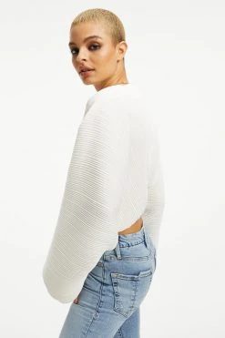 GOOD AMERICAN ALWAYS FITS PLISSÉ SCULPTED TOP | IVORY001