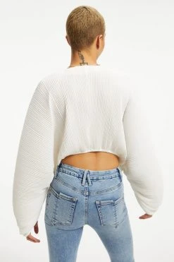 GOOD AMERICAN ALWAYS FITS PLISSÉ SCULPTED TOP | IVORY001
