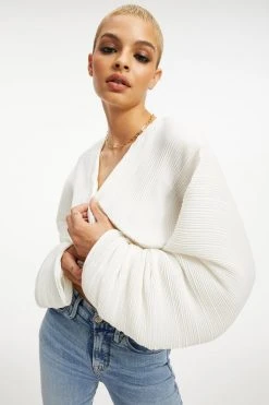 GOOD AMERICAN ALWAYS FITS PLISSÉ SCULPTED TOP | IVORY001