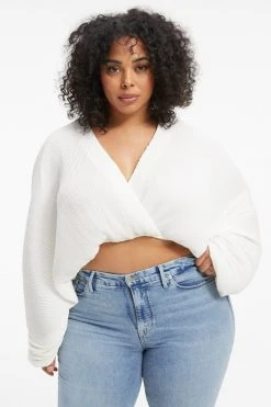 GOOD AMERICAN ALWAYS FITS PLISSÉ SCULPTED TOP | IVORY001