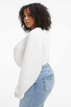 GOOD AMERICAN ALWAYS FITS PLISSÉ SCULPTED TOP | IVORY001