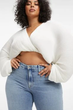 GOOD AMERICAN ALWAYS FITS PLISSÉ SCULPTED TOP | IVORY001