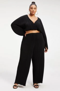 GOOD AMERICAN ALWAYS FITS PLISSÉ SCULPTED TOP | BLACK001 Tops